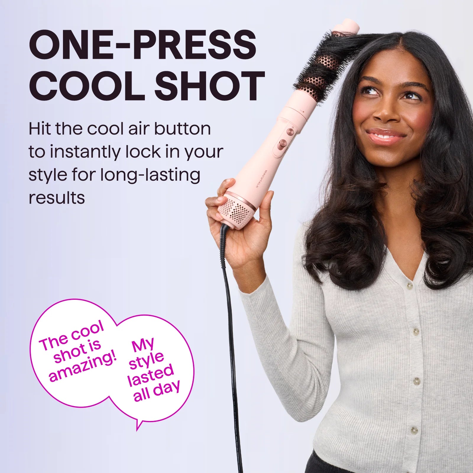 5-in-1 Hot Air Brush Set - Professional Multi-Functional Hair Styler for Salon Quality Blowouts, Smooth Curls, Volume Enhancement, and Straightening in Pink